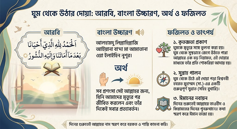 ঘুম থেকে উঠার দোয়া